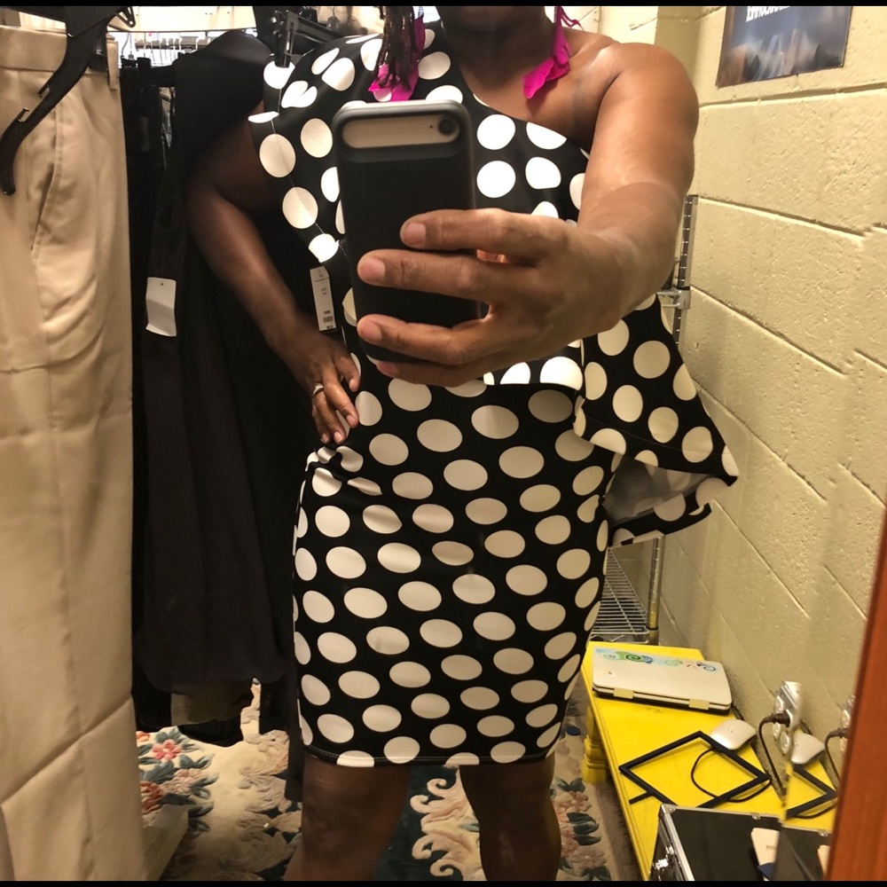 Black and white polka dot dress